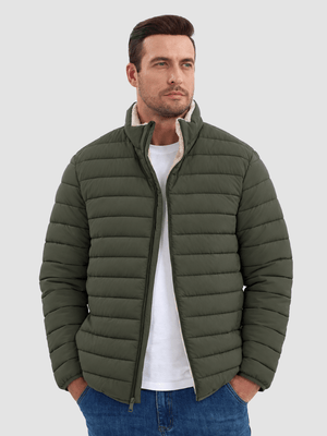 TACVASEN Army Green Men's Fleece Lined Water Resistant Puffy Coat