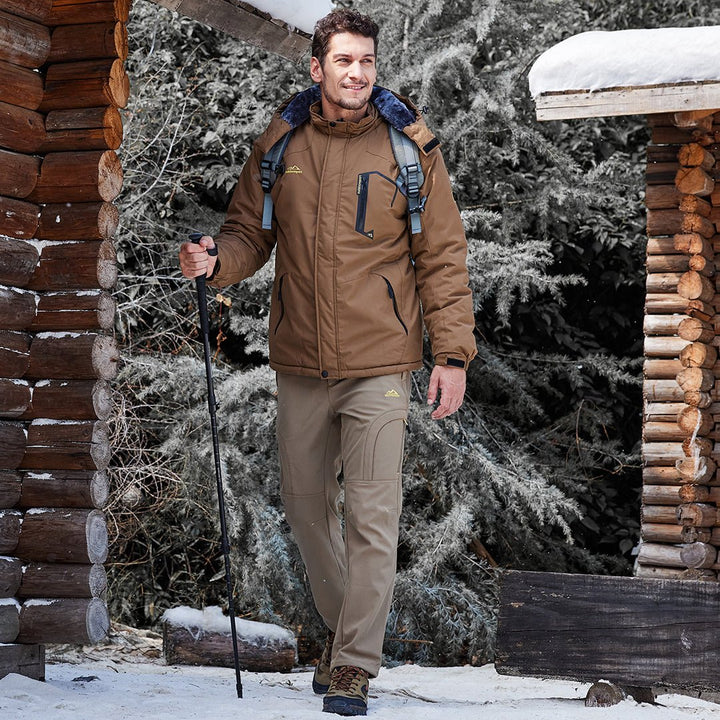 Men’s Fleece Lined Waterproof Winter Hiking Pants Insulated Outdoor Work - 6601D