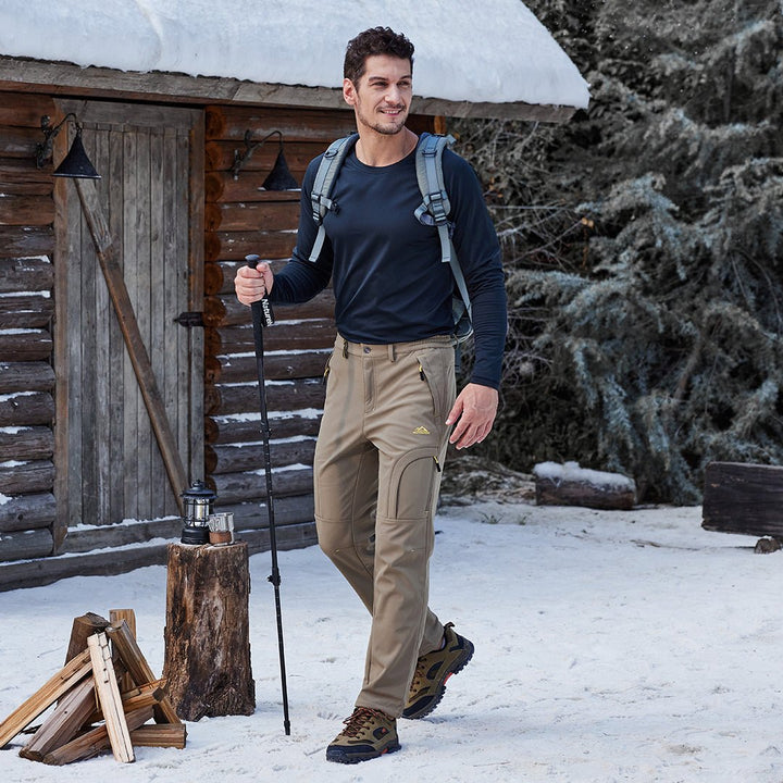 Men’s Fleece Lined Waterproof Winter Hiking Pants Insulated Outdoor Work - 6601D