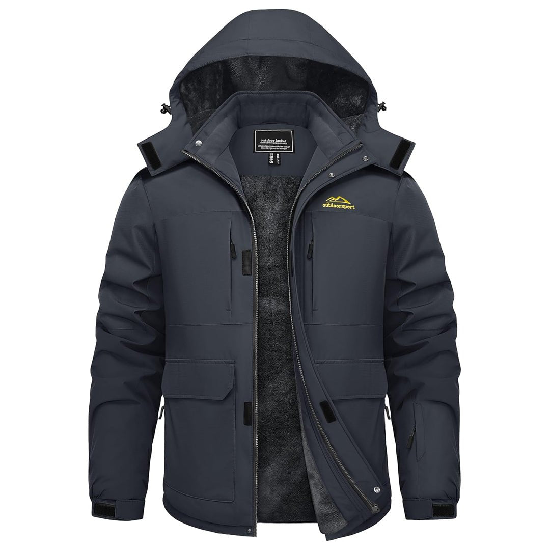 TACVASEN Grey Fleece Lined Waterproof Winter Ski Jacket