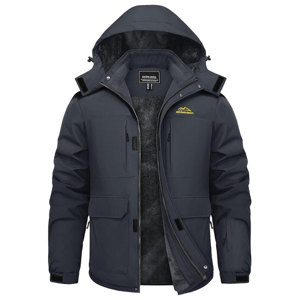 TACVASEN Grey Fleece Lined Waterproof Winter Ski Jacket