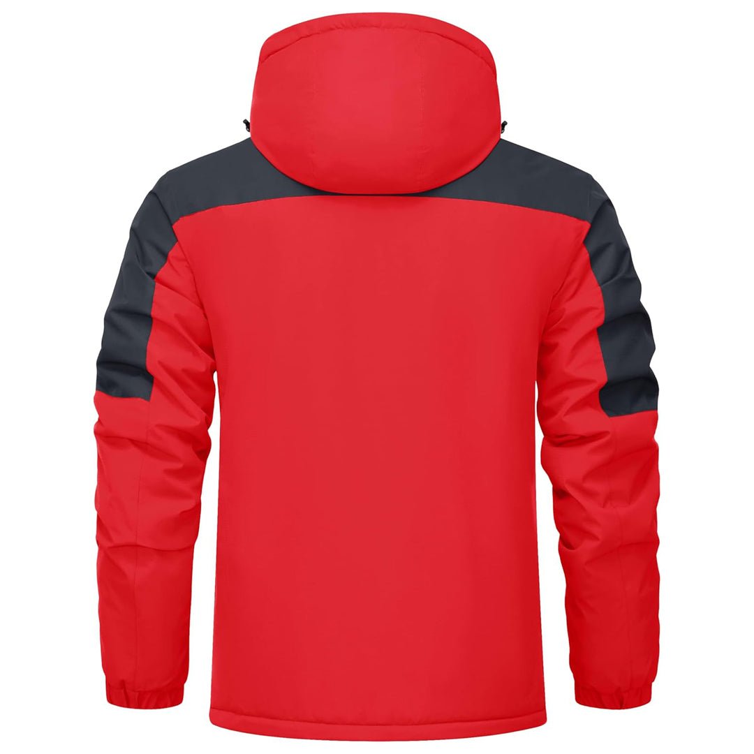 TACVASEN Red Grey Fleece Lined Waterproof Winter Ski Jacket