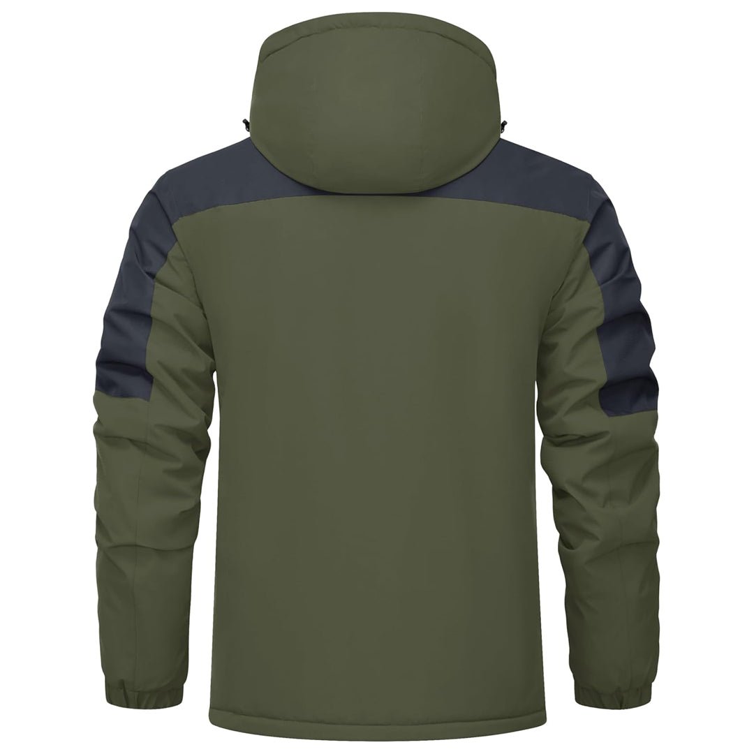TACVASEN Green Grey Fleece Lined Waterproof Winter Ski Jacket