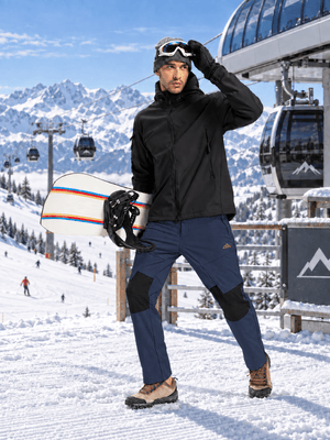TACVASEN Navy Men's Fleece Lined Windproof Water Resistant Ski Pants