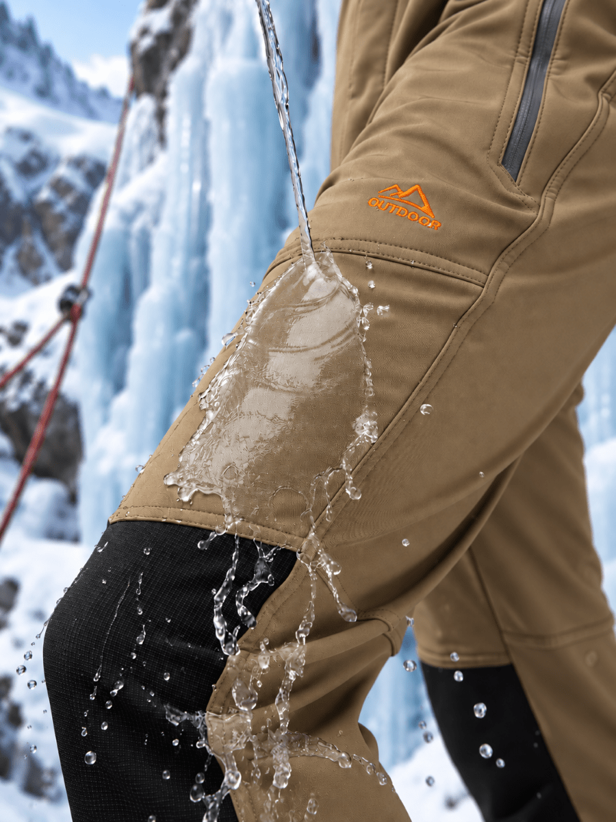 TACVASEN Light Brown Men's Fleece Lined Windproof Water Resistant Ski Pants