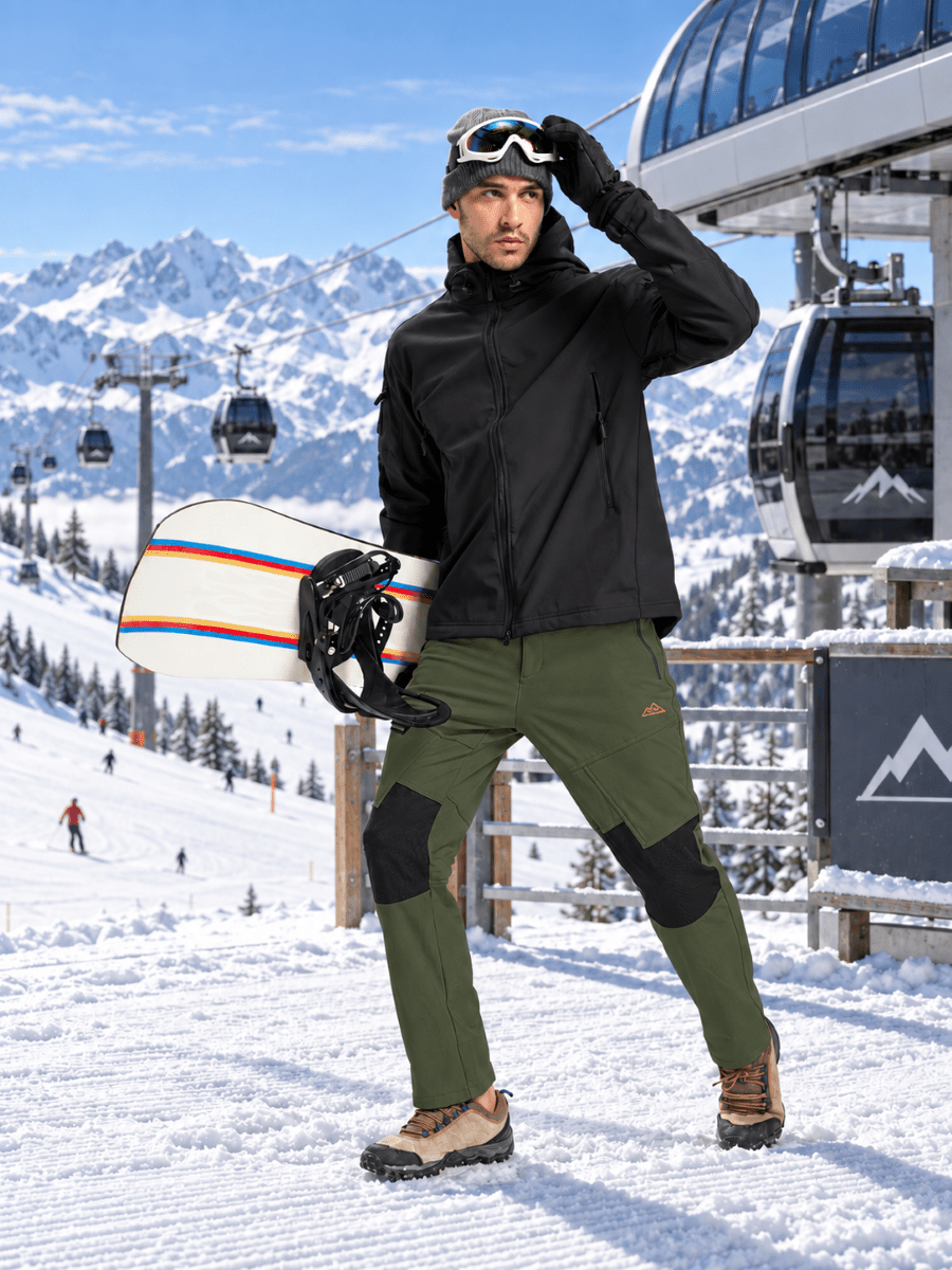 TACVASEN Army Green Men's Fleece Lined Windproof Water Resistant Ski Pants