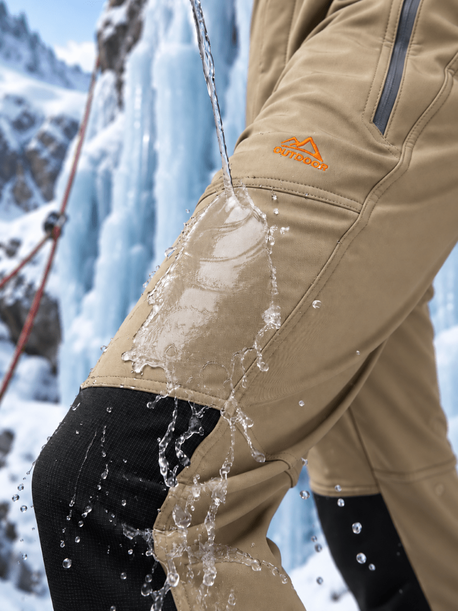 TACVASEN Khaki Men's Fleece Lined Windproof Water Resistant Ski Pants