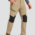 TACVASEN Khaki Men's Fleece Lined Windproof Water Resistant Ski Pants
