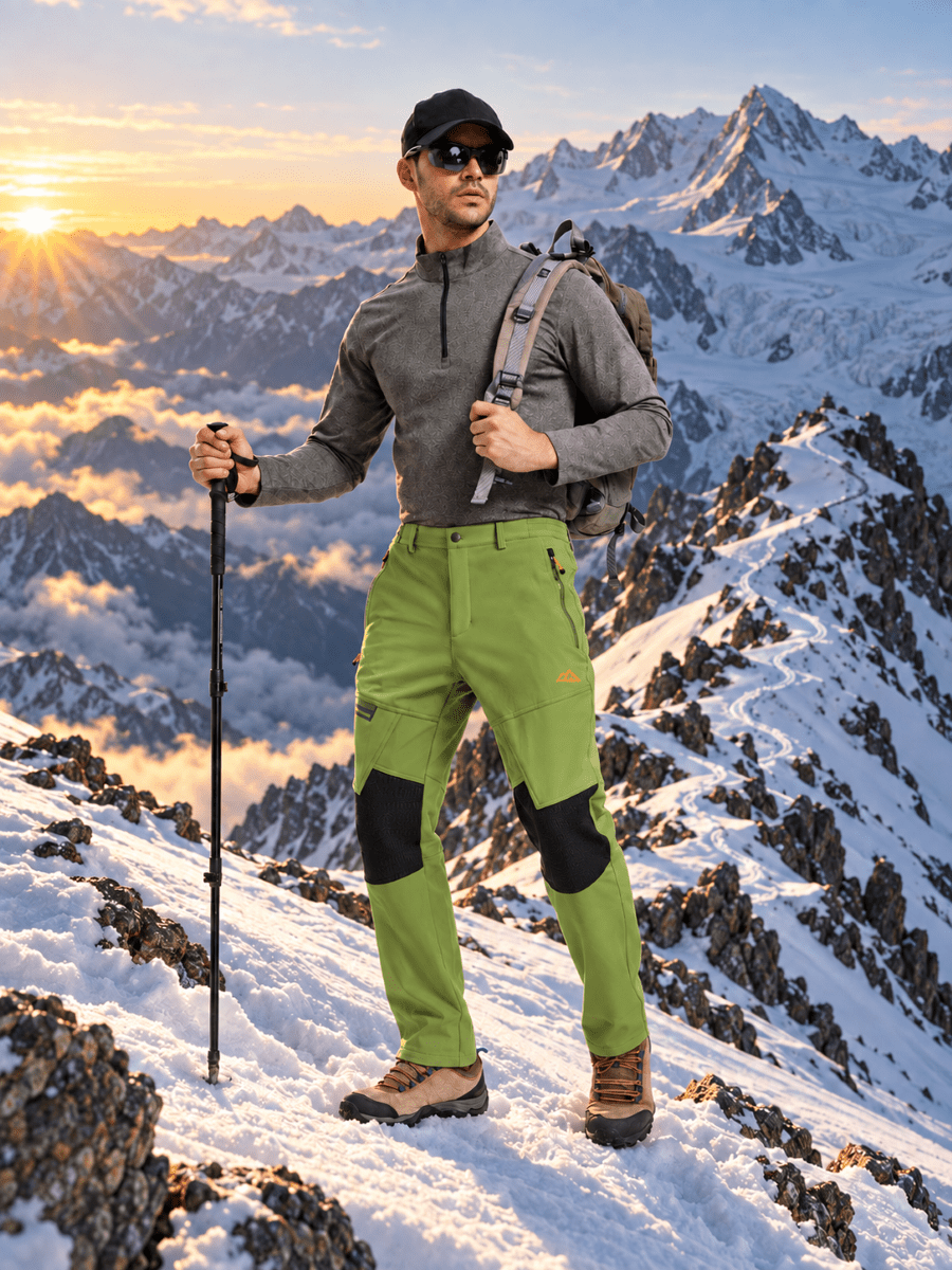 TACVASEN Bright Green Men's Fleece Lined Windproof Water Resistant Ski Pants