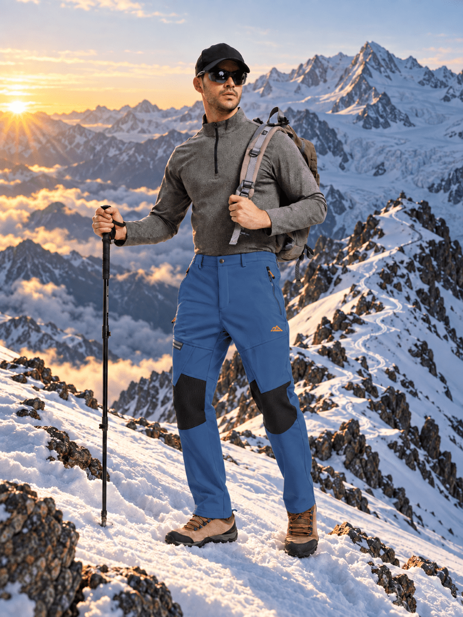 TACVASEN Denim Blue Men's Fleece Lined Windproof Water Resistant Ski Pants