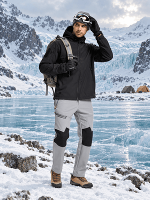 TACVASEN Light Grey Men's Fleece Lined Windproof Water Resistant Ski Pants