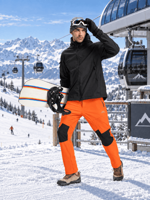TACVASEN Bright Orange Men's Fleece Lined Windproof Water Resistant Ski Pants