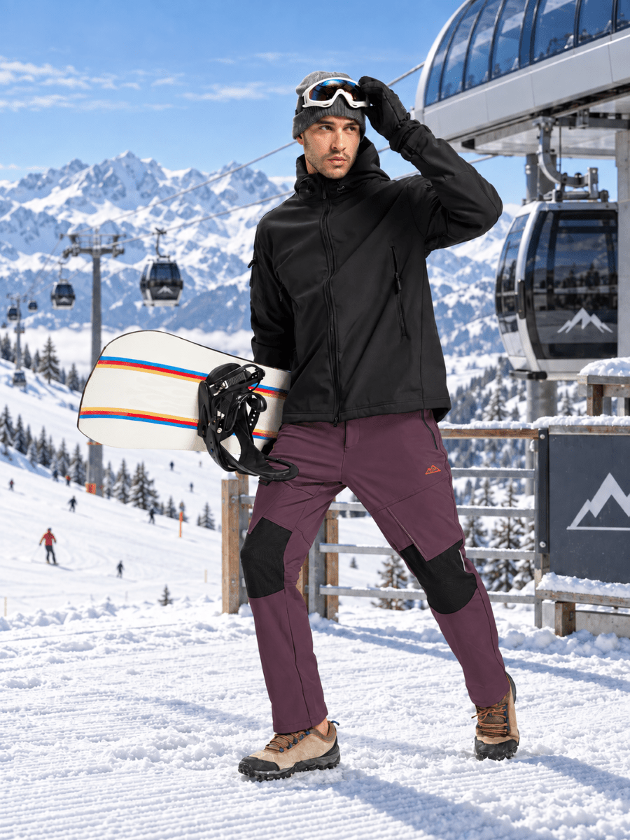 TACVASEN Purple Red Men's Fleece Lined Windproof Water Resistant Ski Pants