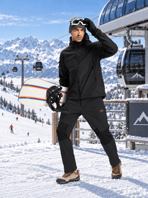 TACVASEN Black Men's Fleece Lined Windproof Water Resistant Ski Pants