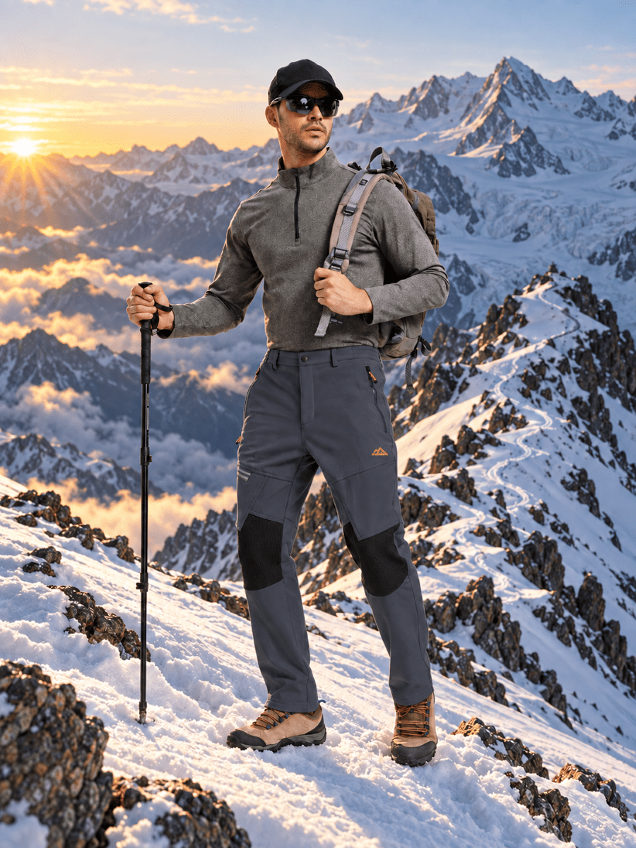 TACVASEN Dark Grey Men's Fleece Lined Windproof Water Resistant Ski Pants