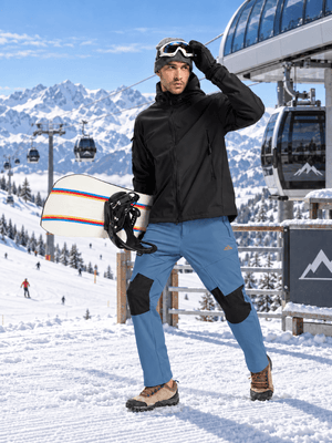 TACVASEN Light Blue Men's Fleece Lined Windproof Water Resistant Ski Pants