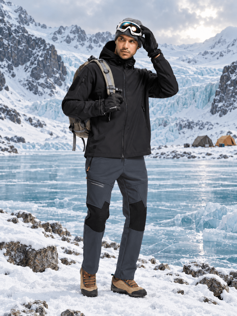 TACVASEN Dark Grey Men's Fleece Lined Windproof Water Resistant Ski Pants