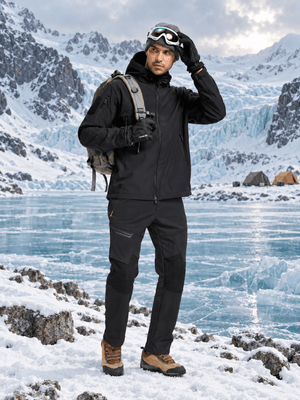 TACVASEN Black Men's Fleece Lined Windproof Water Resistant Ski Pants