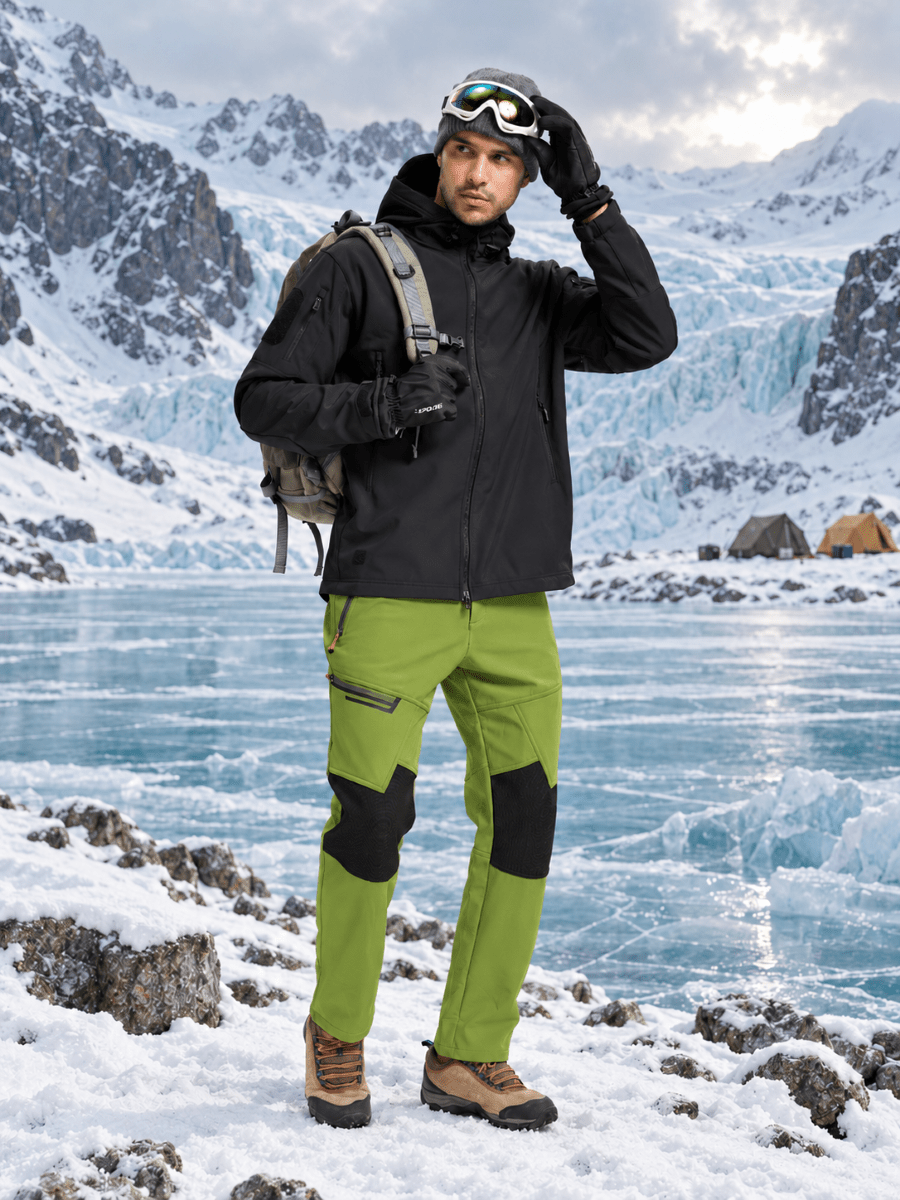 TACVASEN Bright Green Men's Fleece Lined Windproof Water Resistant Ski Pants