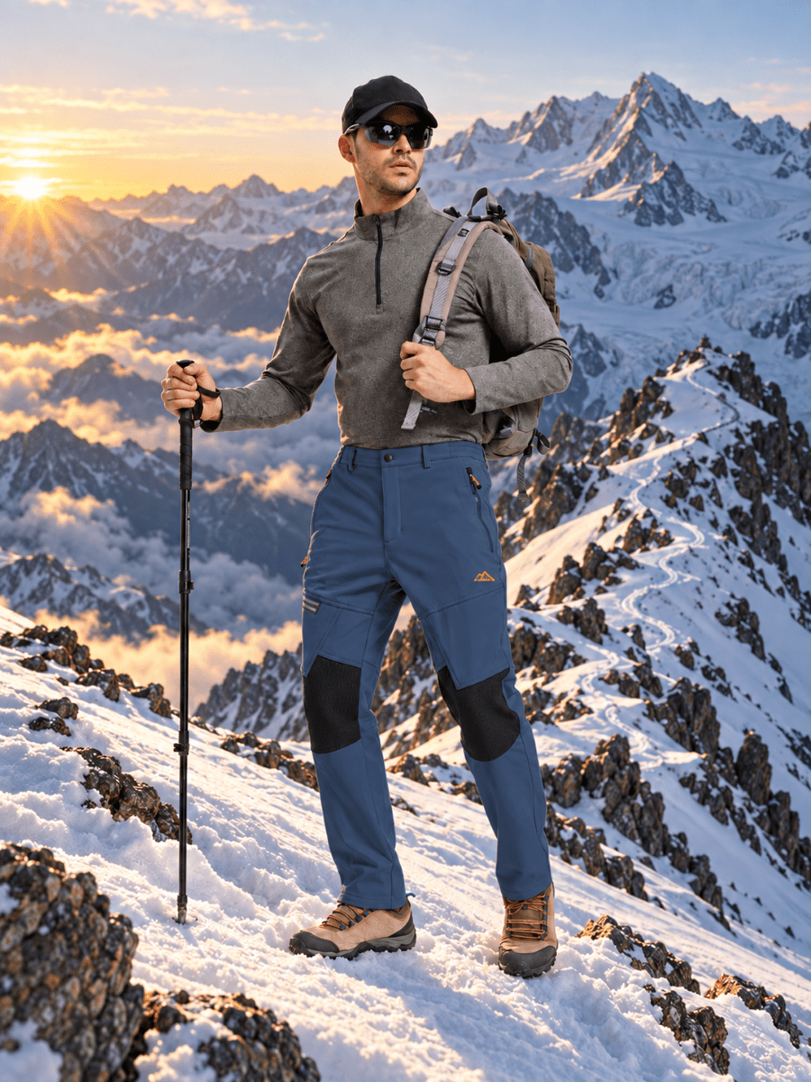 TACVASEN Dark Blue Men's Fleece Lined Windproof Water Resistant Ski Pants
