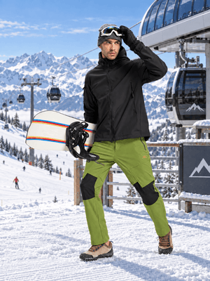 TACVASEN Bright Green Men's Fleece Lined Windproof Water Resistant Ski Pants