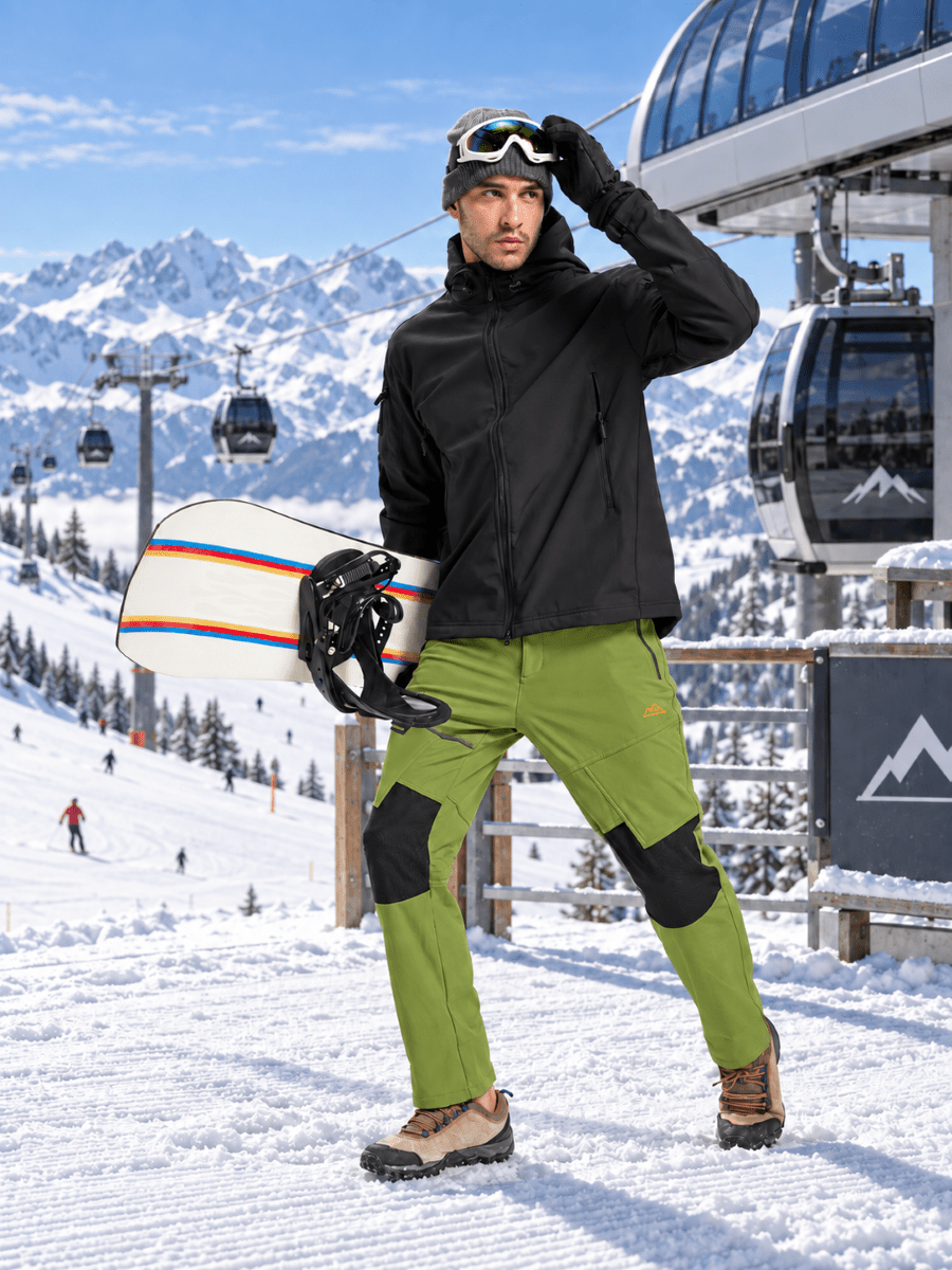 TACVASEN Bright Green Men's Fleece Lined Windproof Water Resistant Ski Pants