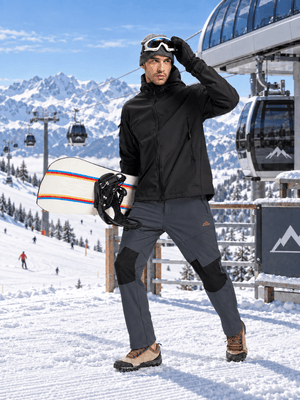 TACVASEN Dark Grey Men's Fleece Lined Windproof Water Resistant Ski Pants