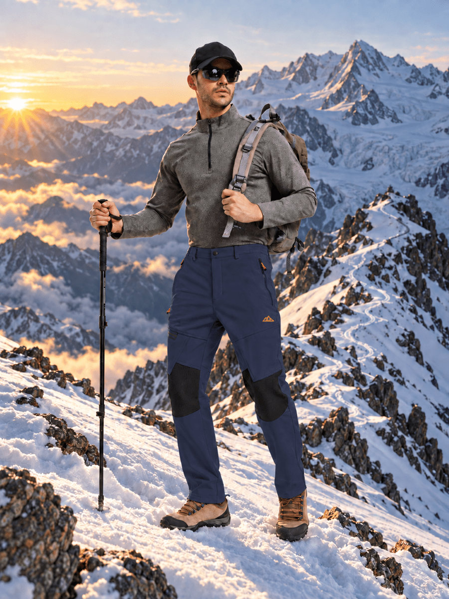 TACVASEN Navy Men's Fleece Lined Windproof Water Resistant Ski Pants
