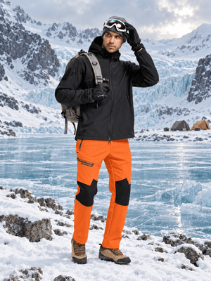 TACVASEN Bright Orange Men's Fleece Lined Windproof Water Resistant Ski Pants