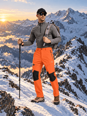 TACVASEN Bright Orange Men's Fleece Lined Windproof Water Resistant Ski Pants