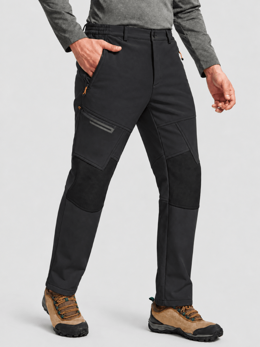 TACVASEN Black Men's Fleece Lined Windproof Water Resistant Ski Pants
