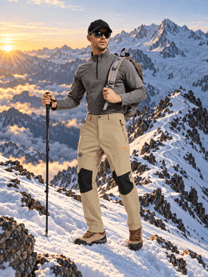 TACVASEN Khaki Men's Fleece Lined Windproof Water Resistant Ski Pants