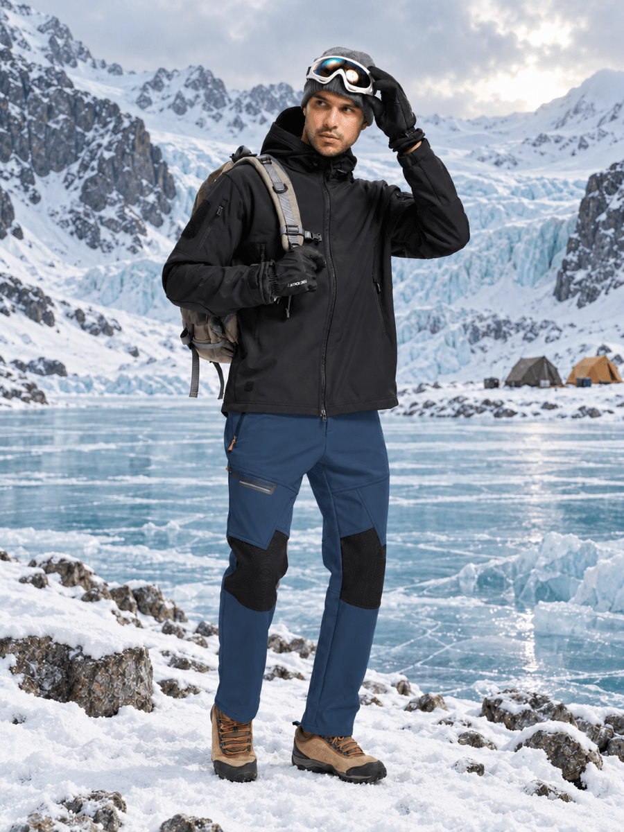 TACVASEN Dark Blue Men's Fleece Lined Windproof Water Resistant Ski Pants