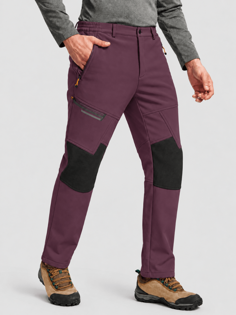 TACVASEN Purple Red Men's Fleece Lined Windproof Water Resistant Ski Pants