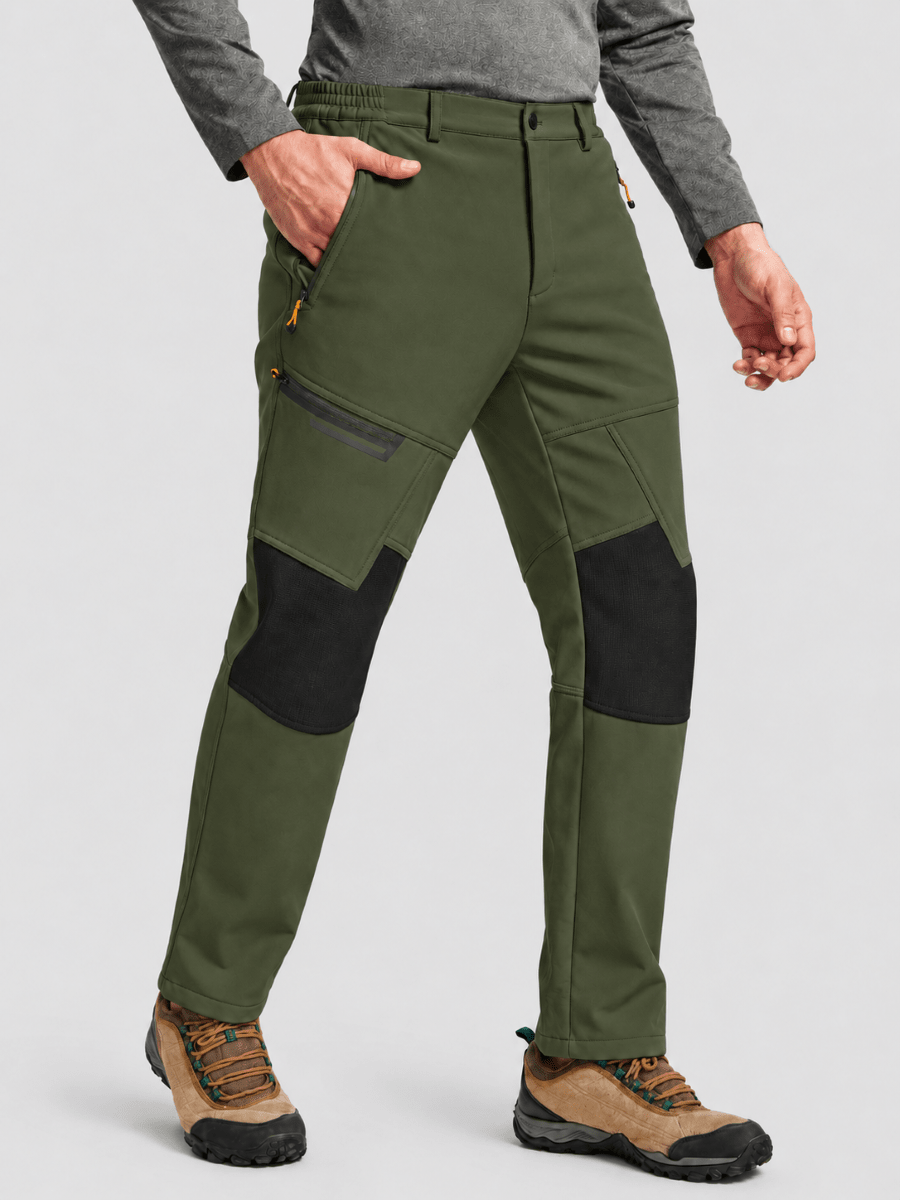TACVASEN Army Green Men's Fleece Lined Windproof Water Resistant Ski Pants