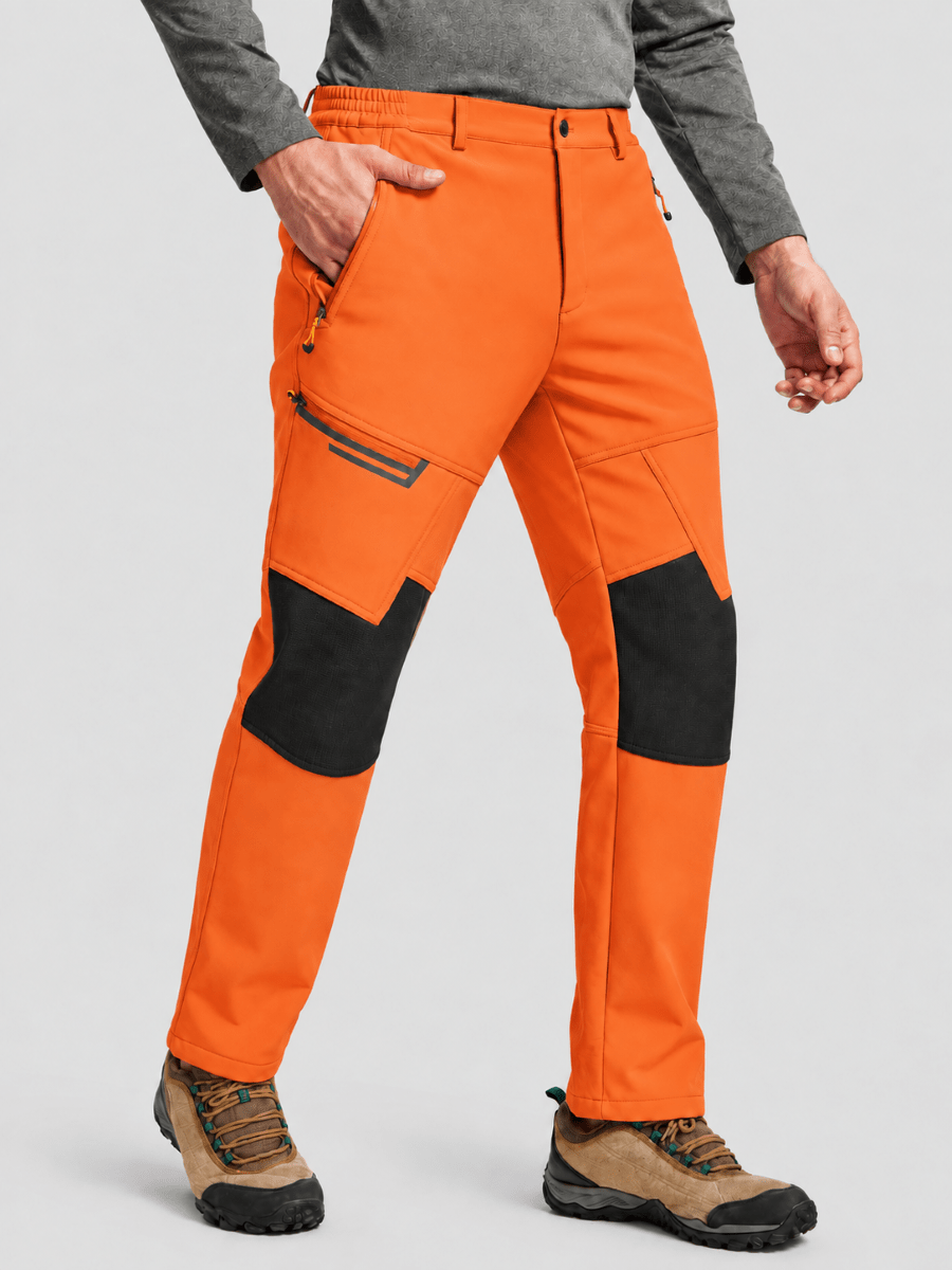 TACVASEN Bright Orange Men's Fleece Lined Windproof Water Resistant Ski Pants