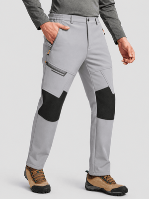 TACVASEN Light Grey Men's Fleece Lined Windproof Water Resistant Ski Pants