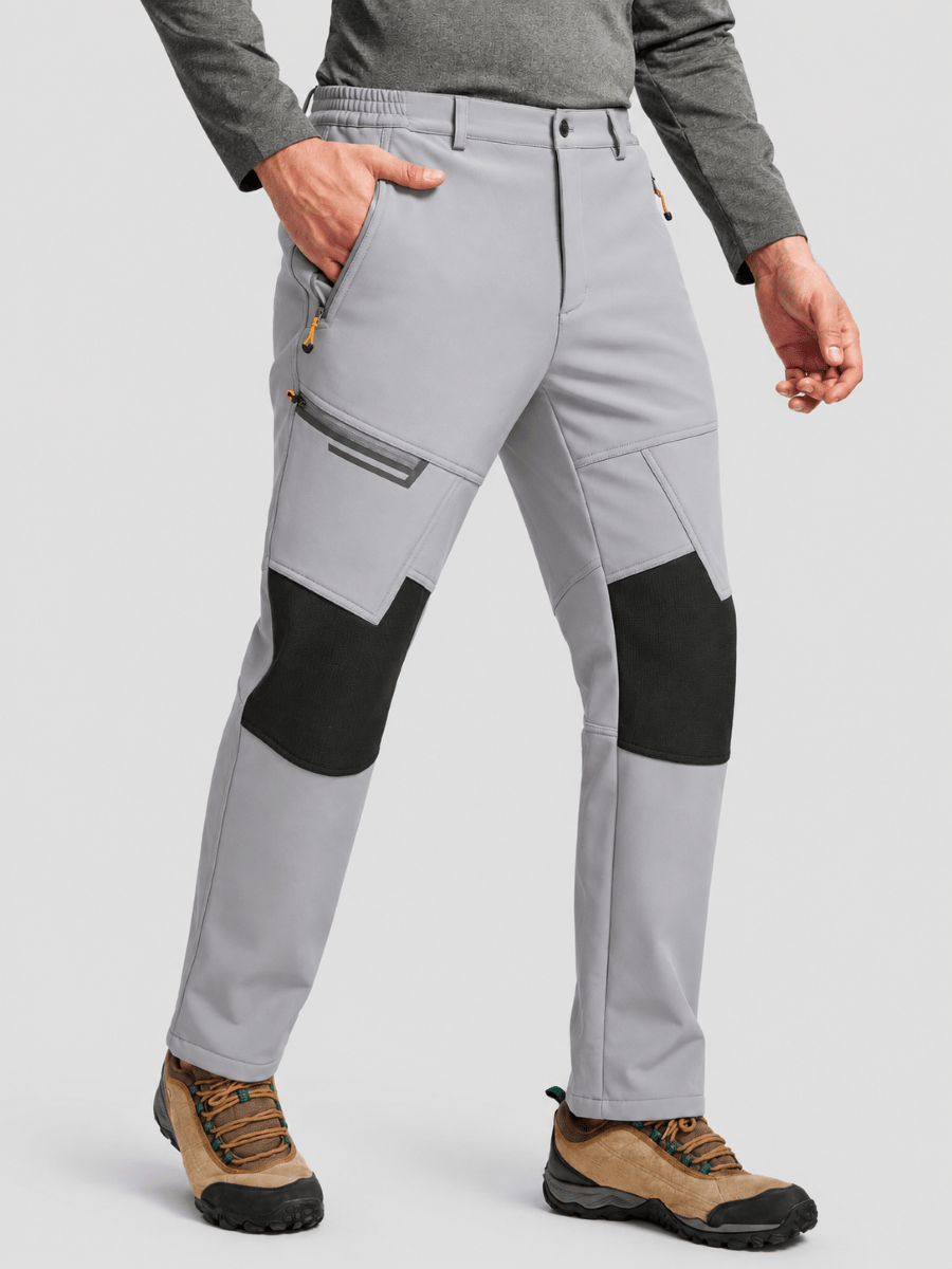 TACVASEN Light Grey Men's Fleece Lined Windproof Water Resistant Ski Pants