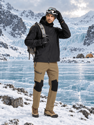 TACVASEN Light Brown Men's Fleece Lined Windproof Water Resistant Ski Pants