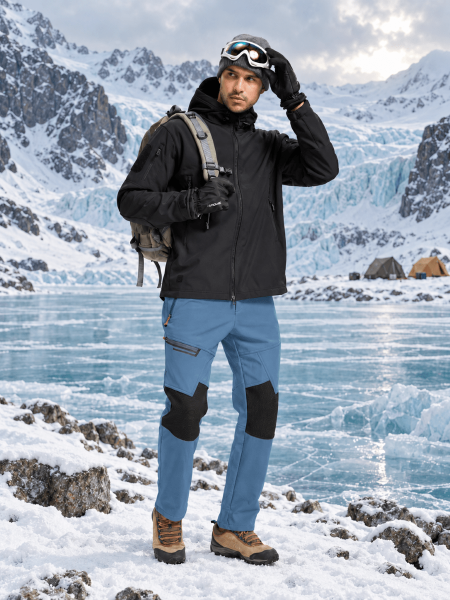 TACVASEN Light Blue Men's Fleece Lined Windproof Water Resistant Ski Pants