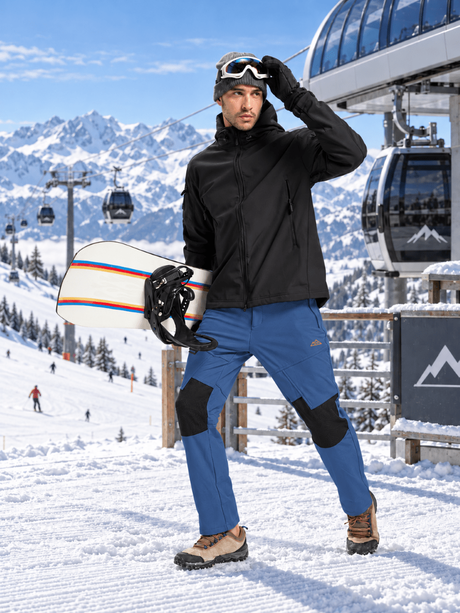 TACVASEN Denim Blue Men's Fleece Lined Windproof Water Resistant Ski Pants