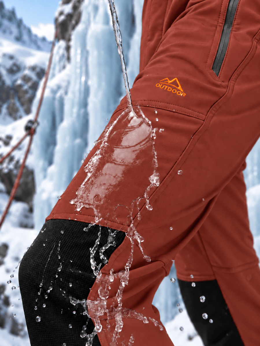 TACVASEN Orange Red Men's Fleece Lined Windproof Water Resistant Ski Pants