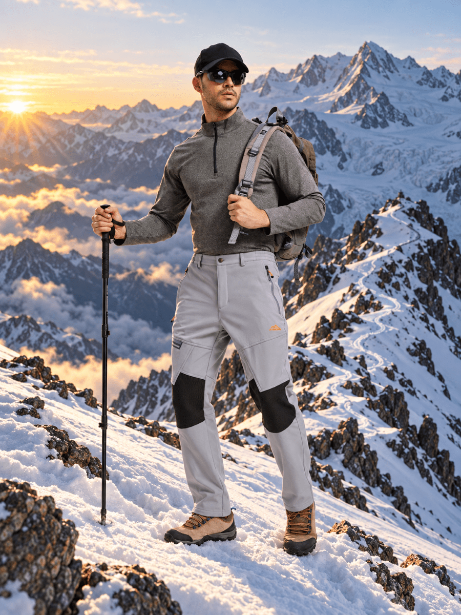 TACVASEN Light Grey Men's Fleece Lined Windproof Water Resistant Ski Pants