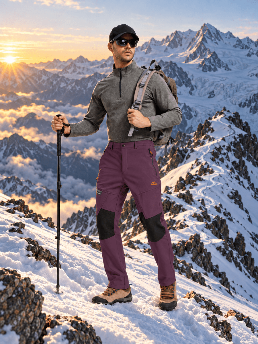 TACVASEN Purple Red Men's Fleece Lined Windproof Water Resistant Ski Pants