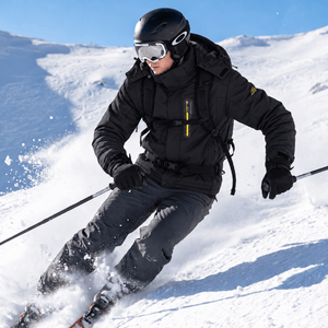 TACVASEN Black Men's Fleece Lined Winter Jacket | Windproof Warm Ski Coat
