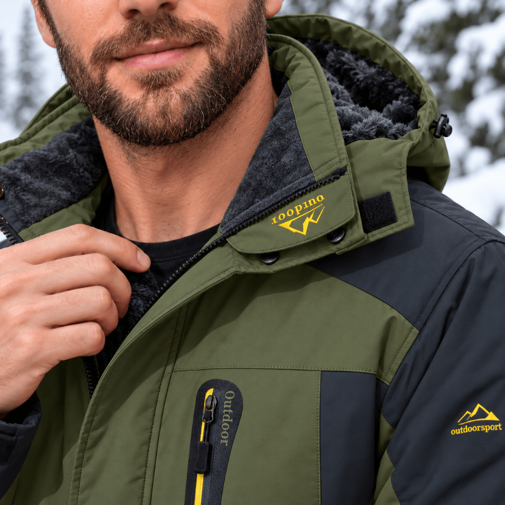 TACVASEN Army Green Men's Fleece Lined Winter Jacket | Windproof Warm Ski Coat