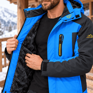TACVASEN Sapphire Blue Men's Fleece Lined Winter Jacket | Windproof Warm Ski Coat