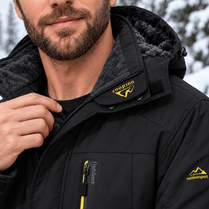 TACVASEN Black Men's Fleece Lined Winter Jacket | Windproof Warm Ski Coat