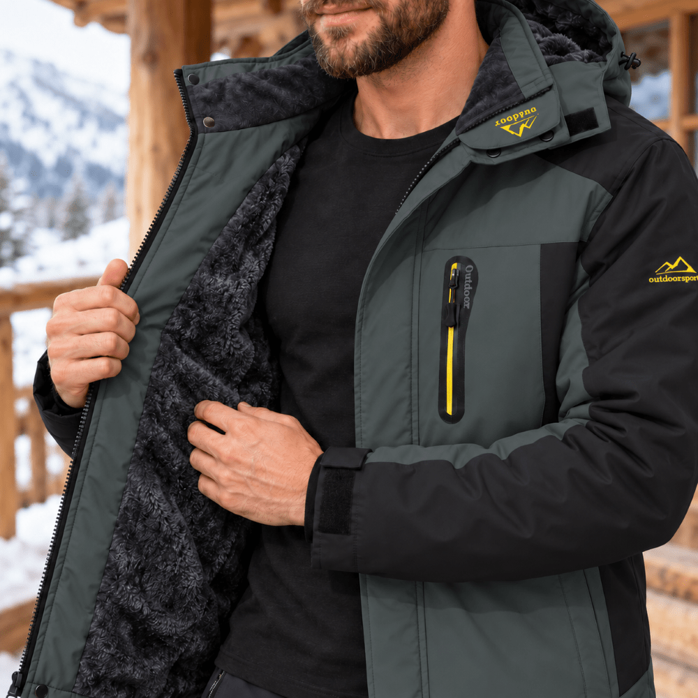TACVASEN Grey Men's Fleece Lined Winter Jacket | Windproof Warm Ski Coat