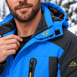 TACVASEN Sapphire Blue Men's Fleece Lined Winter Jacket | Windproof Warm Ski Coat